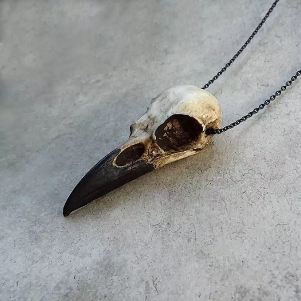 Cool Raven Skull Necklace Gothic Punk